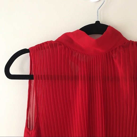 NWOT Zara Sheer Pleated Blouse with Tie Closure - Picture 3 of 11